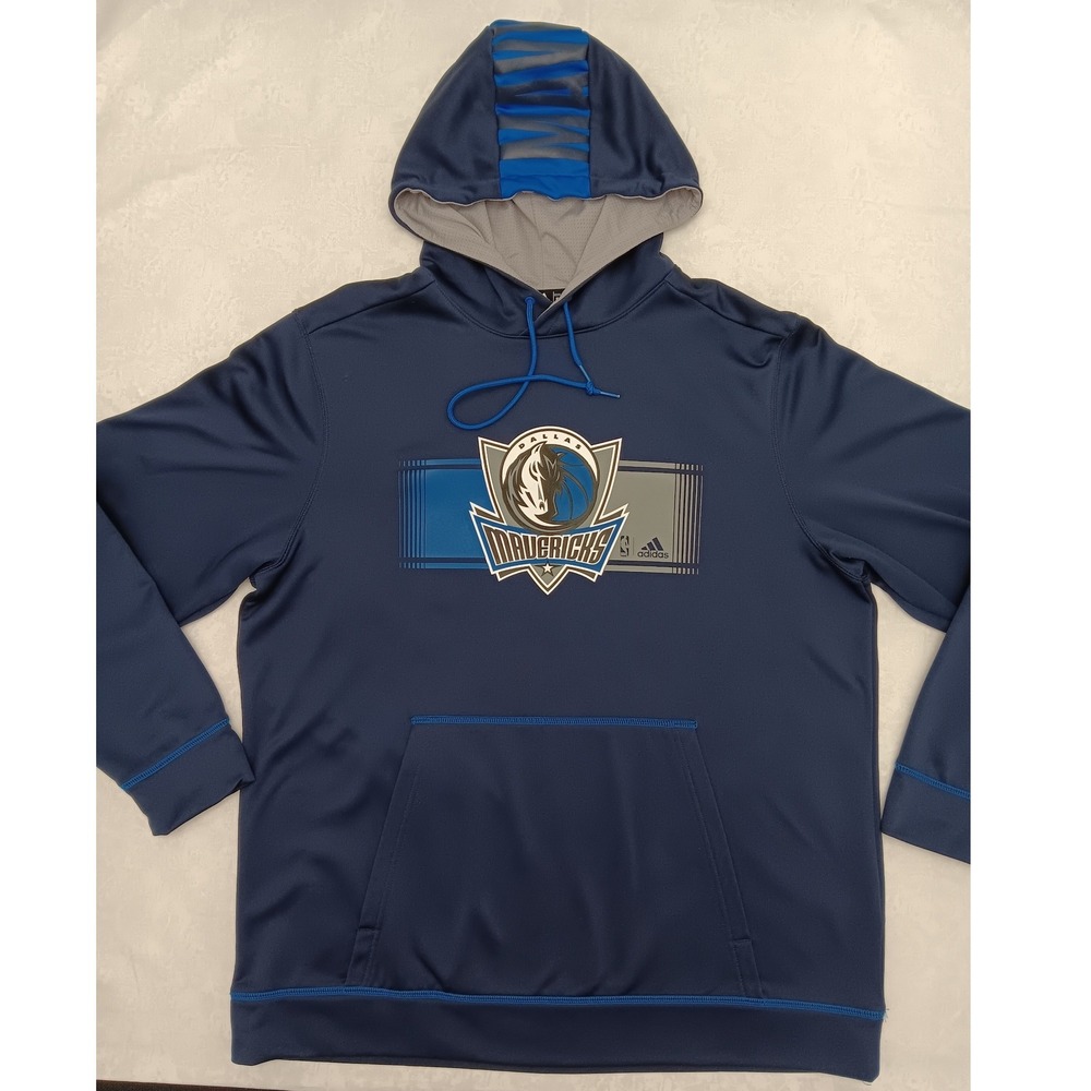 Adidas Dallas Mavericks NBA Climawarm Mens XL Navy‎ Blue Pullover Sweatshirt